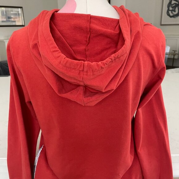 Sandwich Casual LS Cotton Hoodie w Striped Shirt Detail above Hem Rust Sz XS - Picture 7 of 11